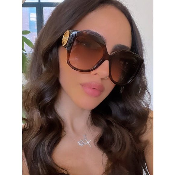 NEW Gucci GG1407S Havana Brown Oversized Cat Eye Sunglasses